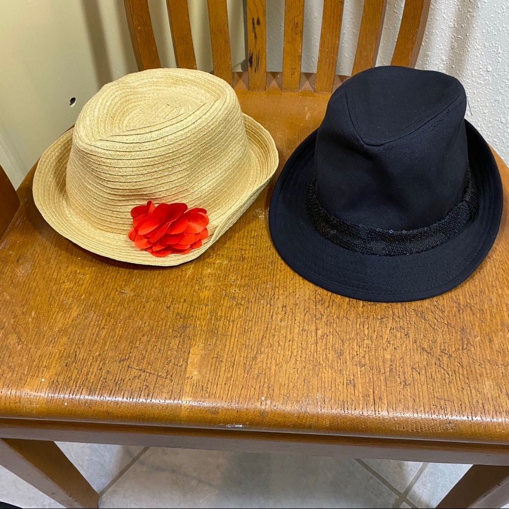 Gymboree Set 2 Disney Hats Straw hat , Black Fabric Hat girls hat
